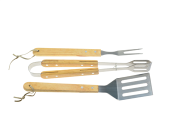 3 Piece Barbecue Tool Wooden Set