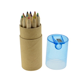 Wood Colored Pencils Set Box With Sharpener