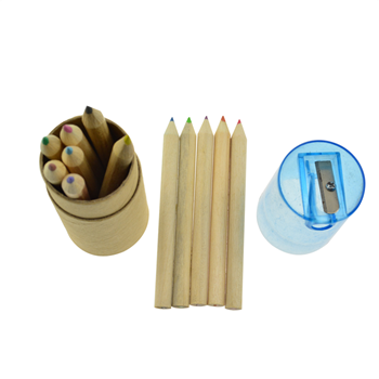 Wood Colored Pencils Set Box With Sharpener