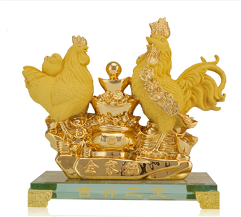 The Rooster Satin Gold Lucky Decoration