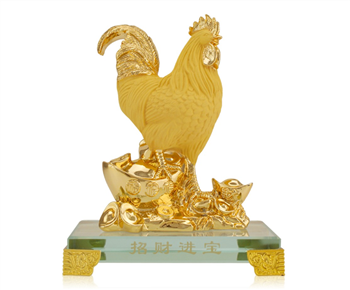 The Rooster Satin Golden Lucky Decoration