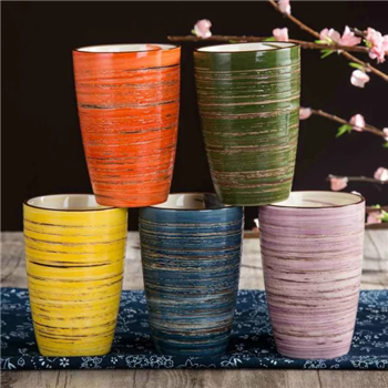5pcs Hand Painted Colorful Ceramic Mug Set 