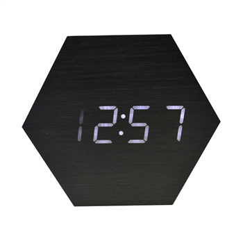 Hexagon LED Wooden Clock