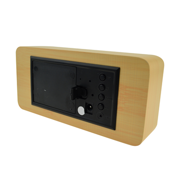 Rectangular Wooden Clock with Temperature and Time
