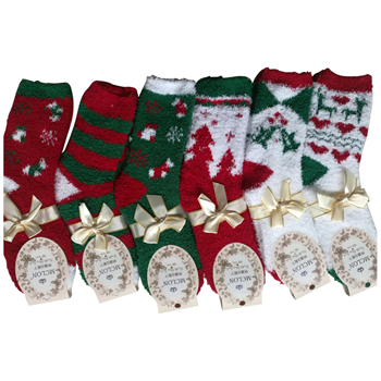 Christmas Coral Velvet Socks