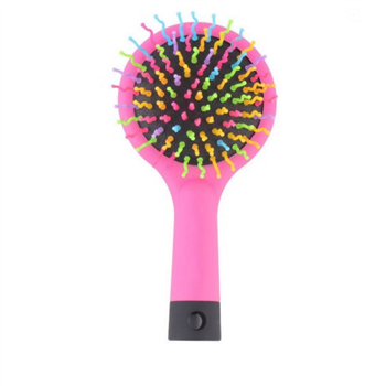 Rainbow Volume Anti-static Hair Curl Straight Massage Comb Brush Mirror