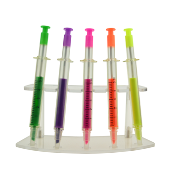 Syringe Shape Ballpoint Pen with Highlighter