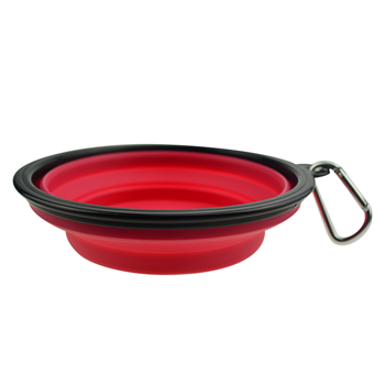 Big  Collapsible TPE Black Edge Pet Bowl with Carabiner 