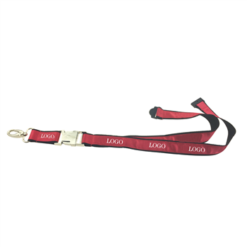 Two Layers Satin Lanyard with Metal Buckle