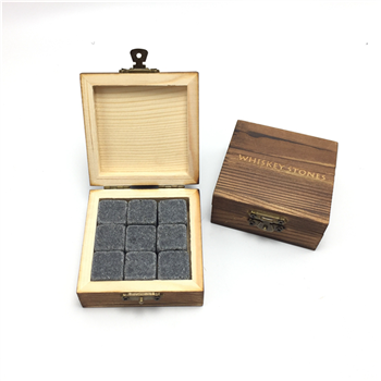 Wooden Packing Whiskey Stones Gift Set with 9 Whiskey Rocks