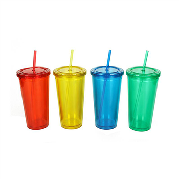 16oz Water Plastic Cup with Straw 
