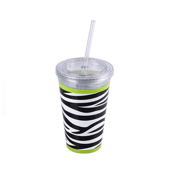 16oz Water Plastic Cup with Straw 