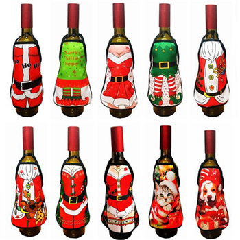 Mini Christmas Apron Bottle Cover