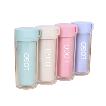 Double Layer Wheat Straw Material Water Bottle