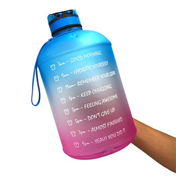 Gallon Motivational Water Bottle Wide Mouth with Time Marker