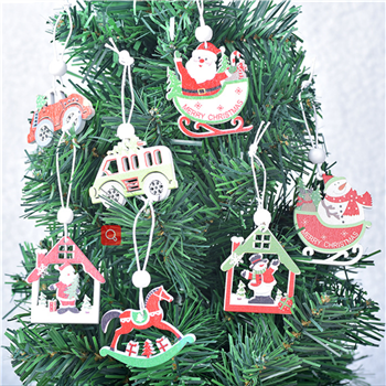 Wooden Car House Hanging Christmas Tree Ornament Decorations 