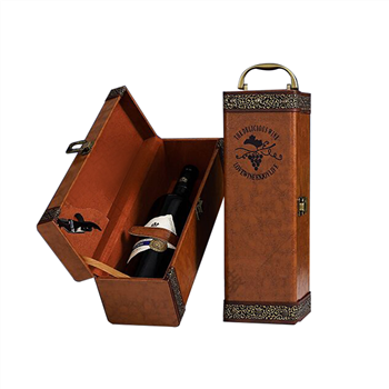  Single Bottle Leather Wine Box with Handles 