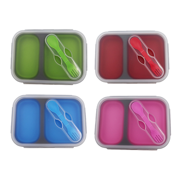 Silicone Food Container with Dual Utensil