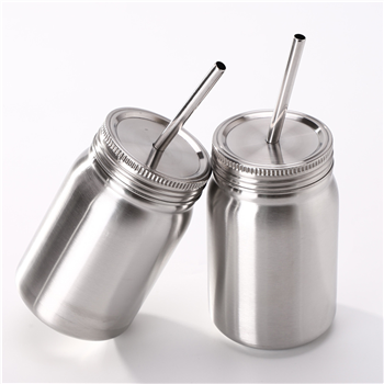 Stainless Steel Mason Jar Tumblers with Lids and Straw
