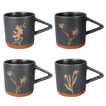15oz Stoneware Floral Leaves Mug