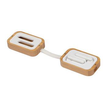 TWS Earbuds in Bamboo Charging Case