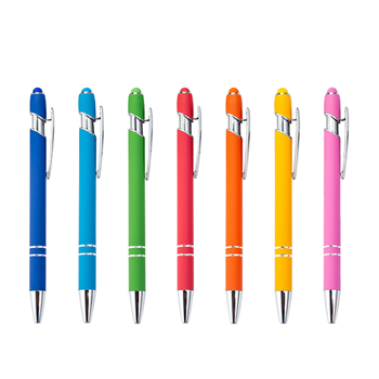 Stylus & Soft Touch Rubberized Metal Ballpoint Pen