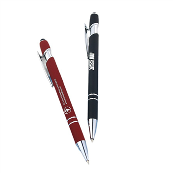 Stylus & Soft Touch Rubberized Metal Ballpoint Pen