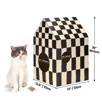 Cardboard Cat House with Cat Scratch Pad