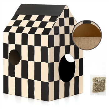 Cardboard Cat House with Cat Scratch Pad