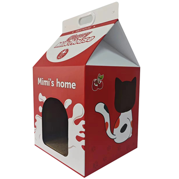 Cardboard Cat House with Cat Scratch Pad