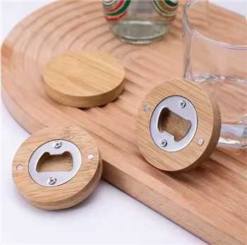 Round Wood Beer Opener 