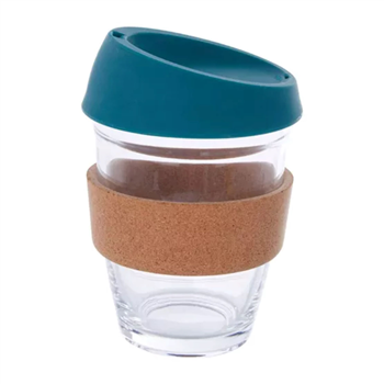 12oz Cork Sleeve Reusable Glass Coffee Cup with Lid