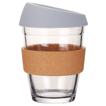 12oz Cork Sleeve Reusable Glass Coffee Cup with Lid