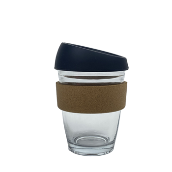 12oz Cork Sleeve Reusable Glass Coffee Cup with Lid