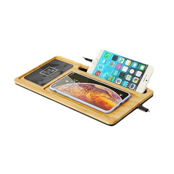 Bamboo Wireless Charger with Organizer